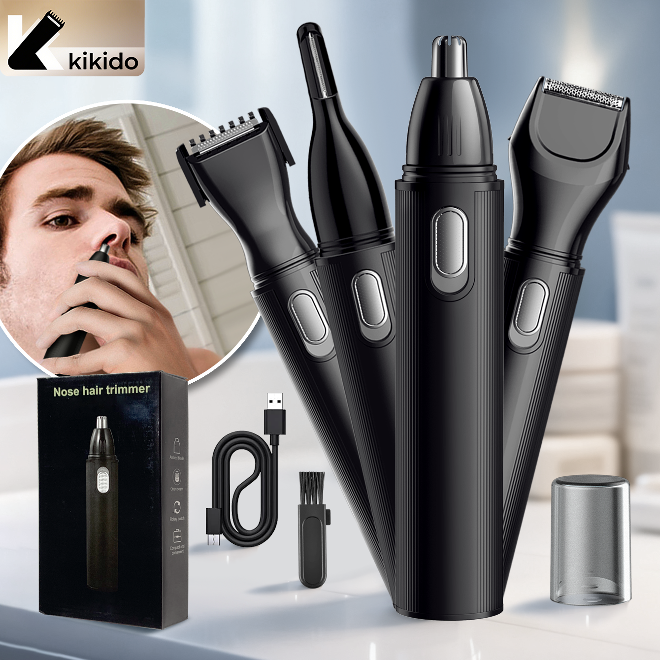 KIKIDO 4 in 1 Nose Hair Trimme - огляд і ціна Beard Trimmer Cordless