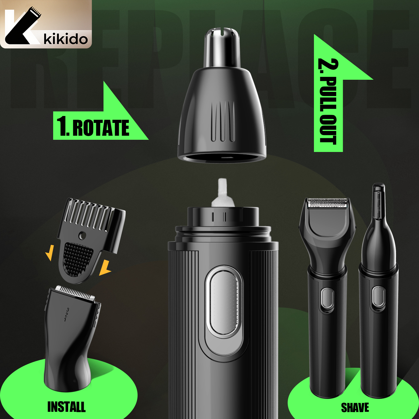 KIKIDO 4 in 1 Nose Hair Trimme - огляд і ціна Beard Trimmer Cordless